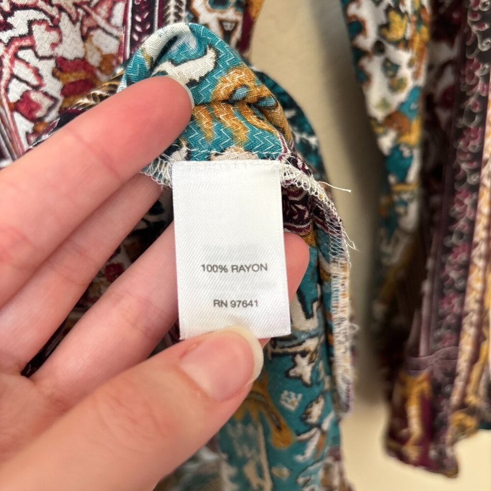 J. Jill Boho Patchwork Print Button Up Longline T… - image 8